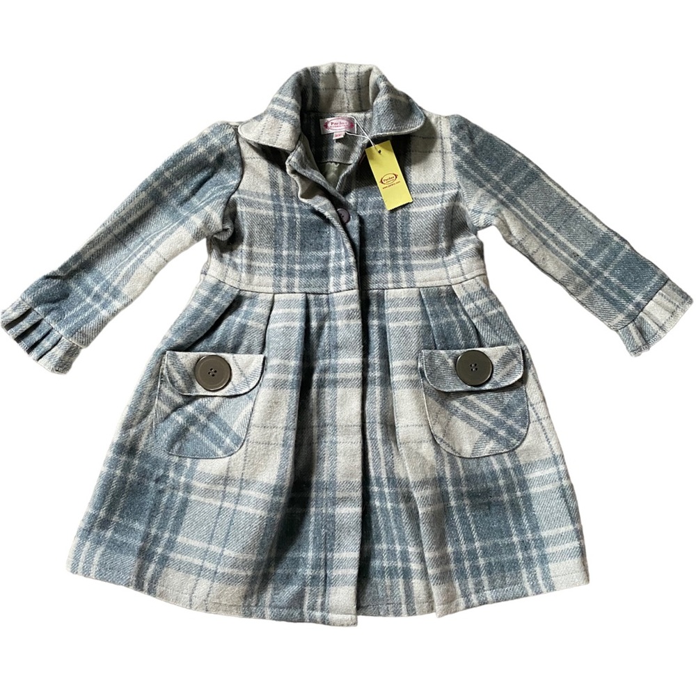 Girls Plaid Wool Coat -NWT